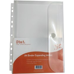 Stat Binder Wallet A4 2, 3 & 4 Rings Expanding 30mm Gusset 200 Sheet Clear PACK10
