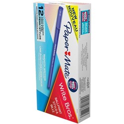 Papermate Write Bros Ballpoint Pen Medium 1mm Blue Box of 12