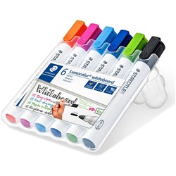 Staedtler 351 Lumocolor Whiteboard Marker Bullet 2mm Assorted Colours Wallet Of 6