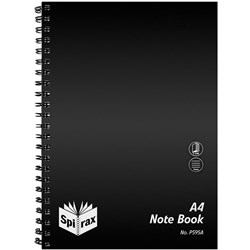 Spirax P595A Notebook Poly Cover A4 Ruled 240 Page Side Opening Black BOX5