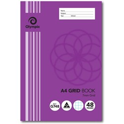 OLYMPIC EXERCISE BOOK A4 7mm Grid 48 Pages Pack of 20