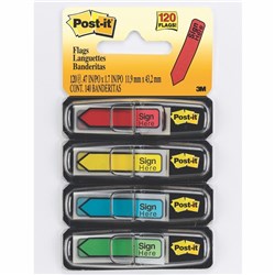 Post-It 684-SH Arrow Flags 12x45mm Sign Here Assorted Pack of 120