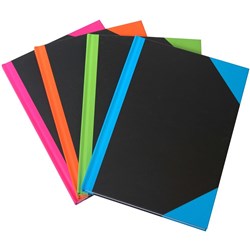 Cumberland Notebook A5 Ruled 192 Page Black With Bright Trim Assorted BOX4