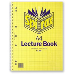 Spirax 906 Lecture Book Perforated A4 Ruled 140 Page Side Opening BOX10