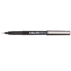 ARTLINE 220 FINELINER PEN 0.2mm Black Pack of 12