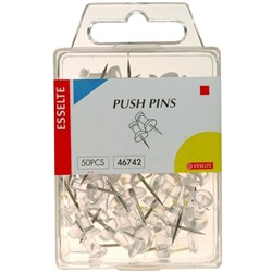 Esselte Push Pins Clear Pack Of 50