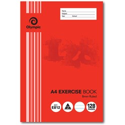 OLYMPIC EXERCISE BOOK A4 8mm Ruled 128 Pages Pack of 10